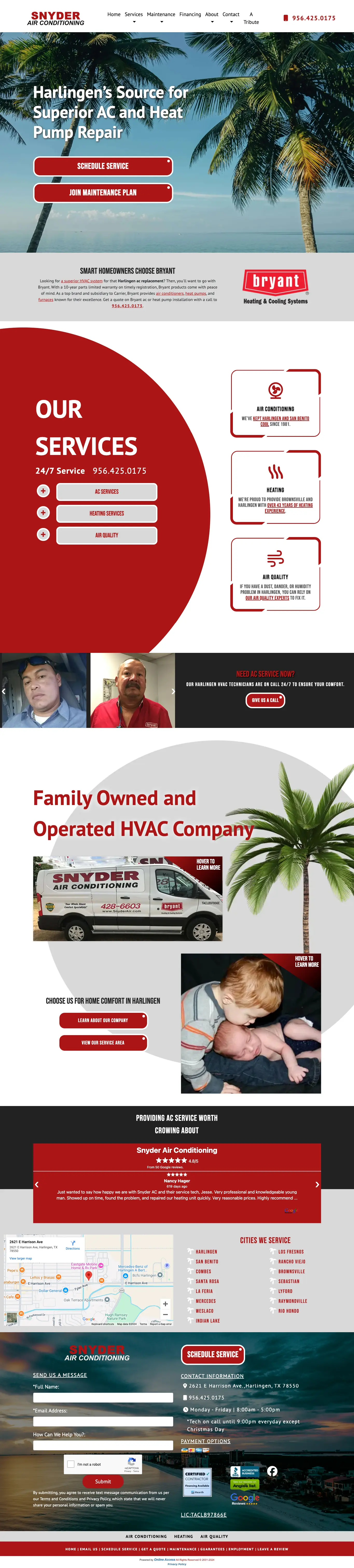 image of Snyder Air Conditioning website